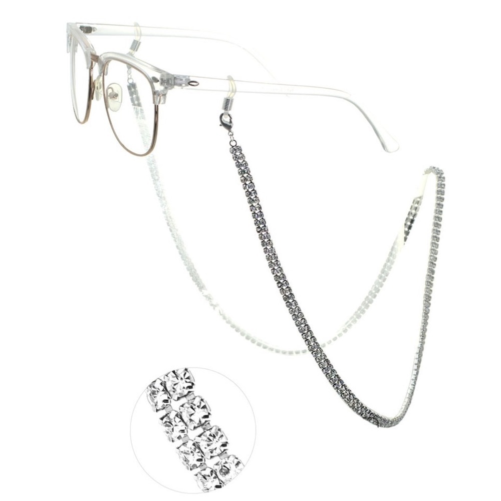 Crystal Rhinestone Glasses Chain, Elegant Eyeglass Holder for Women